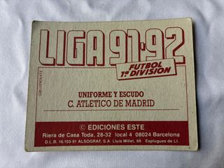 Cromo Atlético Madrid 91-92