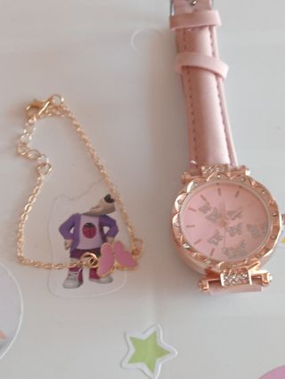 Orologio e braccialetto rosa e oro per donna nuovo