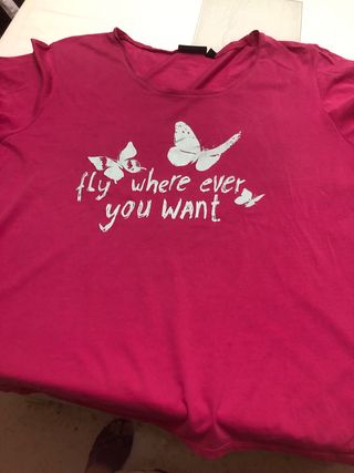pijama rosa XL - Mariposas