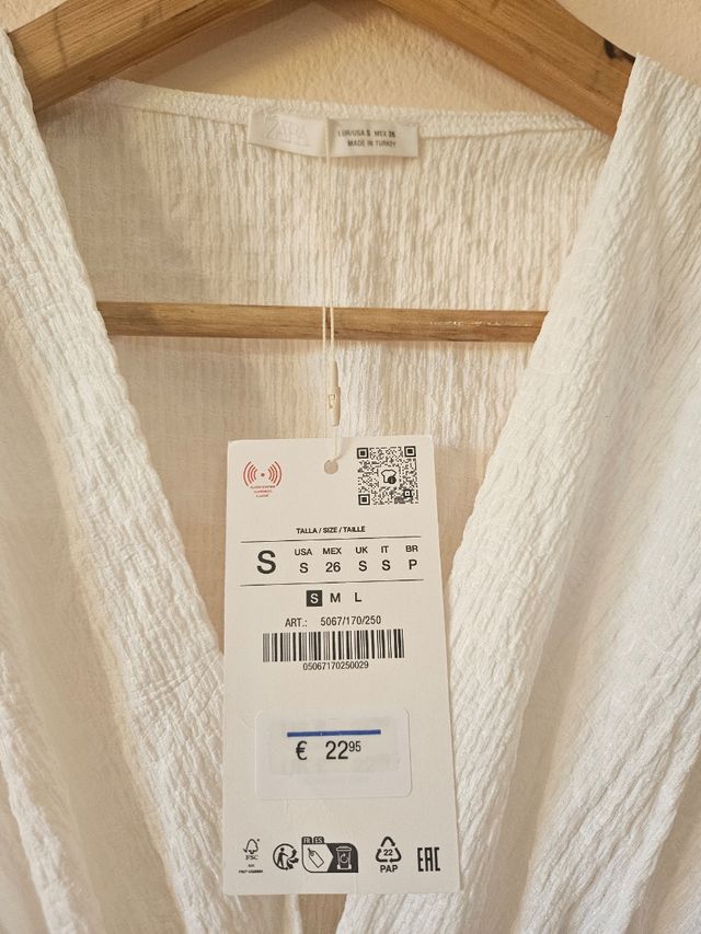 Top Zara bianco con fiocco tg S