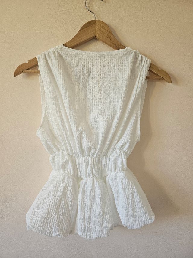 Top Zara bianco con fiocco tg S