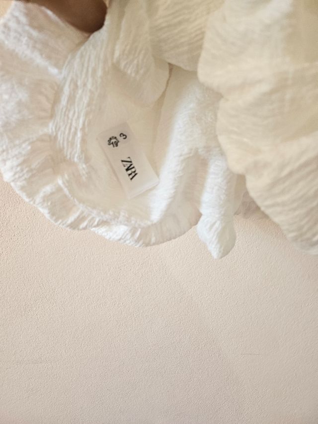 Top Zara bianco con fiocco tg S