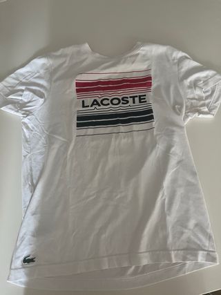Camiseta Lacoste blanca rayas