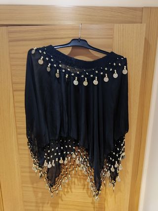 Falda danza oriental negra monedas