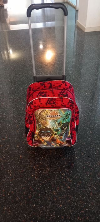 Mochila escolar trolley negra y roja
