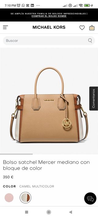 Bolso Michael Kors Satchel Mercer Beige/Blanco