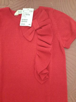 Vestido niña rojo c/volantes 122/128