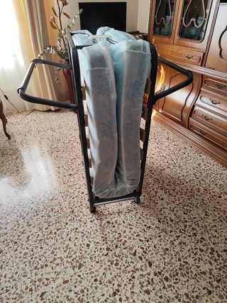 Cama plegable con ruedas, colchón 185x80cm - Metal