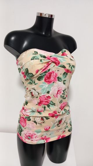 Top estivo senza spalline - beige rosa