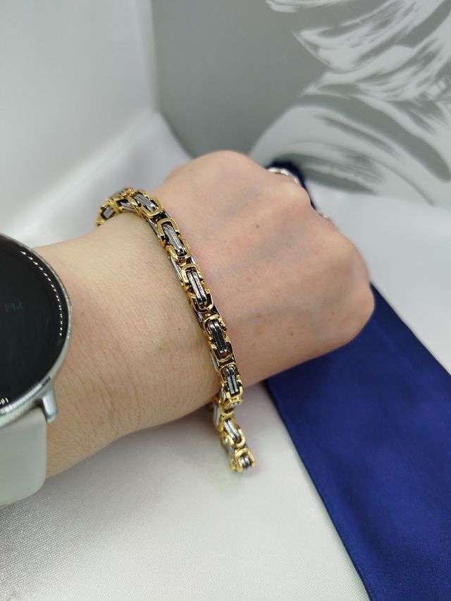 Pulsera dragón acero inoxidable dorada y plateada