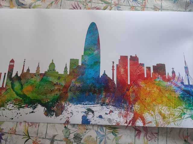 Lámina Barcelona | Skyline acuarela