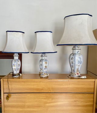 3 Lampade Ceramiche Capo di Monte Vintage