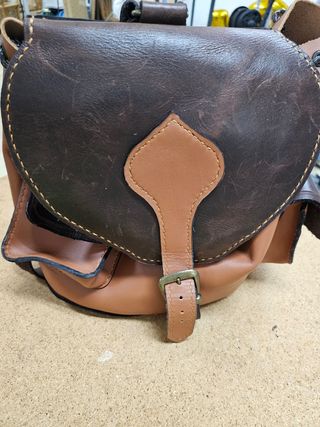 Mochila Cuero Marrón Beige