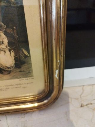 Grabado antiguo Le Benedicite 1744