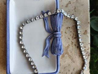 Collana strass cuore argento