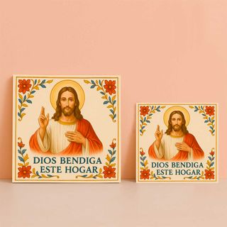  Bendición de Jesús para el hogar en azulejo