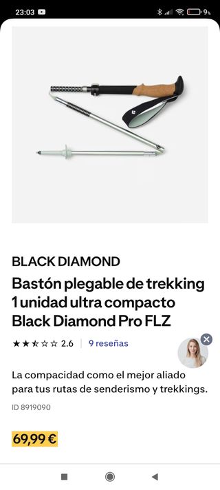 Bastón trekking Black Diamond Pro FLZ
Se vende 2
