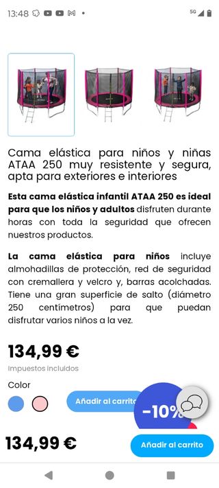 Cama elástica rosa Atiaa. desmontada  Diametro 2'5