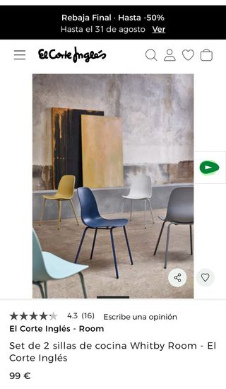 2 Sillas Cocina Whitby Room Blancas