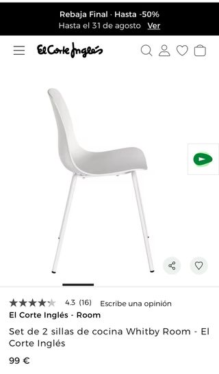 2 Sillas Cocina Whitby Room Blancas