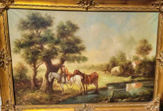 Lienzo antiguo paisaje campo