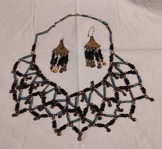 Collar egipcio y pendientes a juego, vintage
