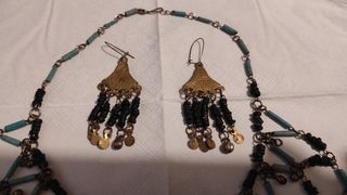 Collar egipcio y pendientes a juego, vintage
