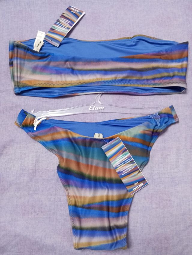 Bikini Etam rayas multicolor talla S
