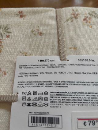Cortinas Zara Home beige lino 140x270