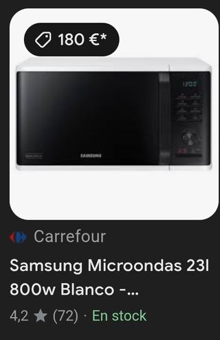 Microondas Samsung 23L 800W – Casi nuevo
