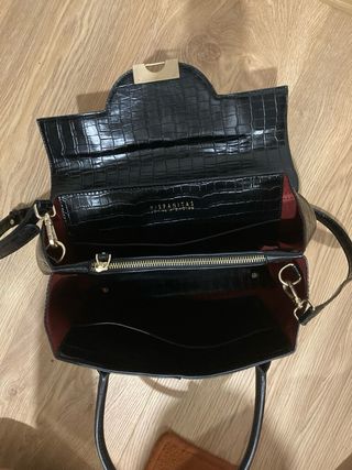 Bolso Hispanitas negro efecto cocodrilo