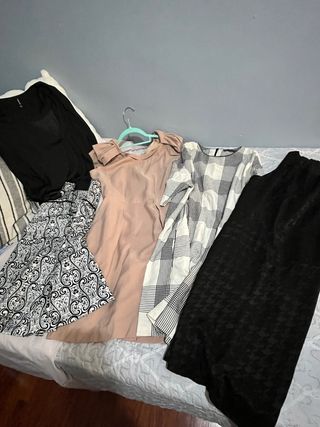 Vestidos y blusa mujer - beige y negro