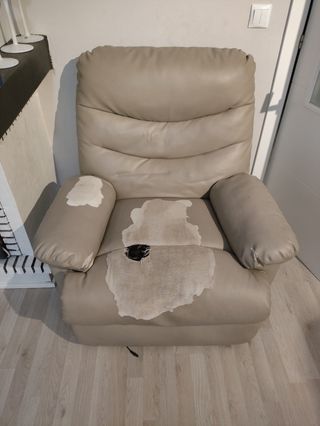 Sofá relax beige - piel sintética