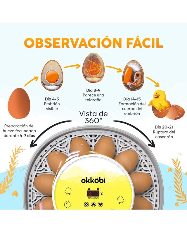 ★ Incubadora de huevos Okköbi M12
