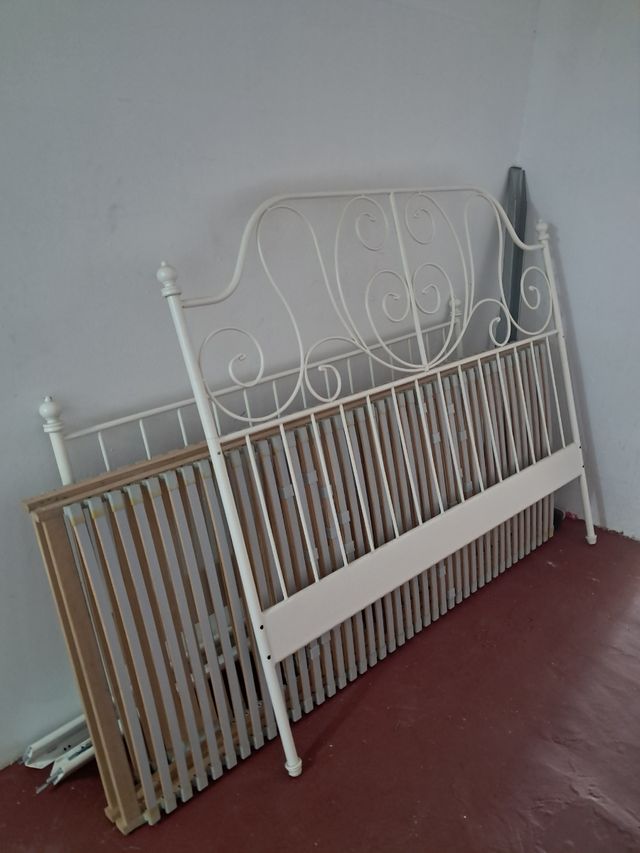 Cama blanca metal 160x200