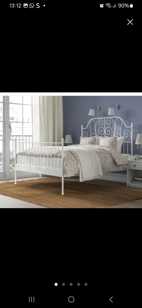 Cama blanca metal 160x200