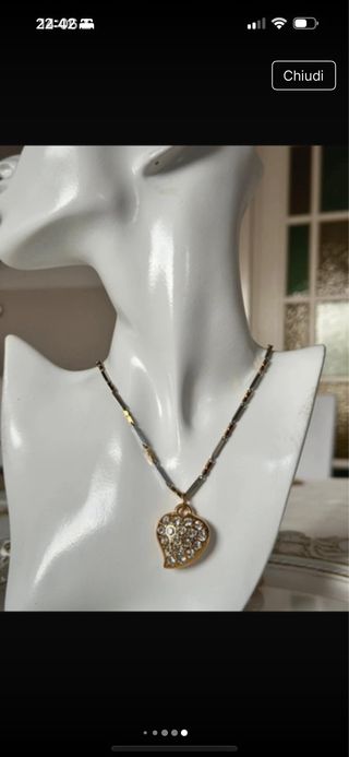 Collana YSL cuore vintage oro argento