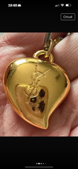 Collana YSL cuore vintage oro argento