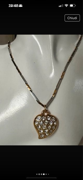Collana YSL cuore vintage oro argento