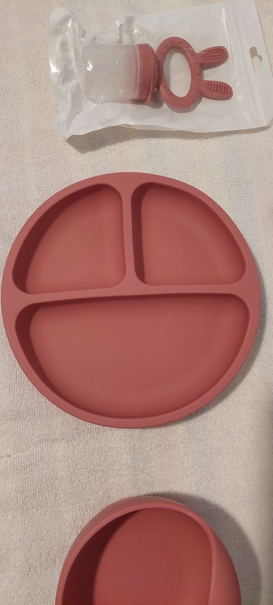 Vajilla bebé silicona - Rosa