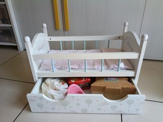 Culletta Bambola Legno Fiore