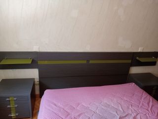 Cabecero cama gris y verde oliva