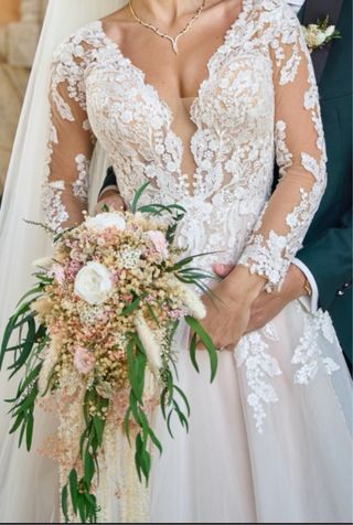 Vestido novia PRONOVIAS con velo y cancan