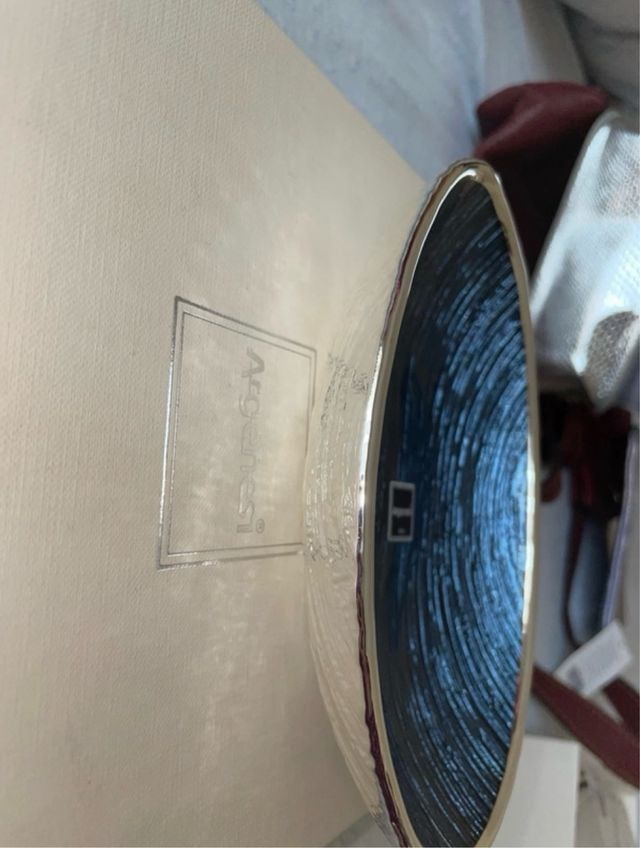 Ciotola Argenesi blu in vetro e argento