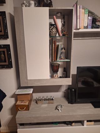 Mueble TV salón - Gris- Blanco