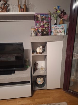 Mueble TV salón - Gris- Blanco