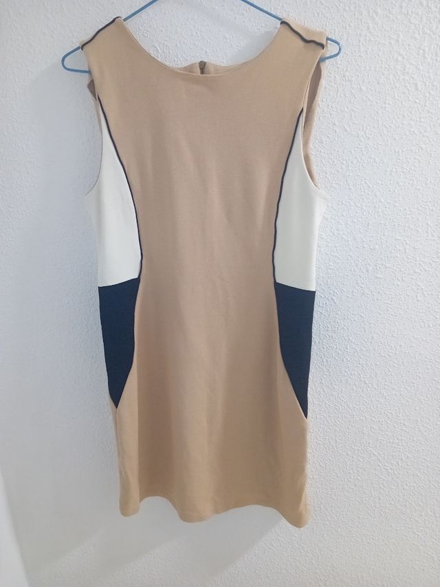 Vestido beige y negro
