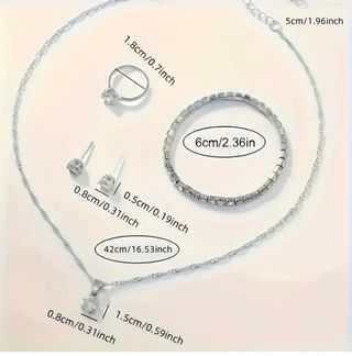 Reloj y conjunto piedras Plateado - 6 piezas