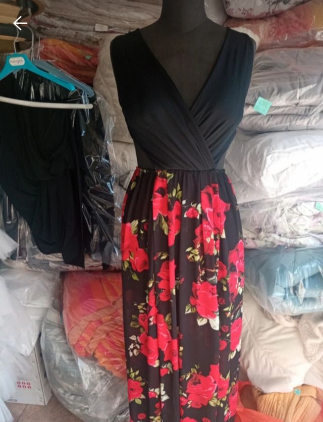 Vestito lungo nero e rosso