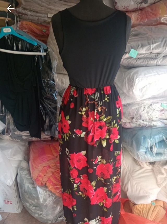 Vestito lungo nero e rosso